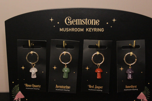 🌿 Gemstone Mushroom Keyrings